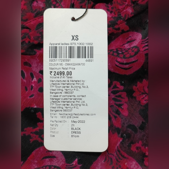 Melange Black & Red Floral Print A-Line Black Detachable Spaghetti Ethnic Dress - Picture 7 of 11